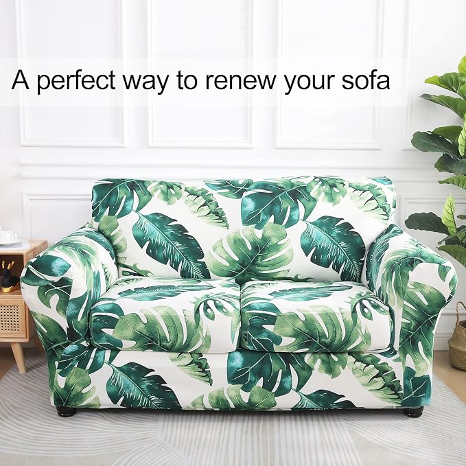 hyha Stretch Couch Cover, Sofa Covers for 2 Separate Cushion Couch Washable | Loveseat Cover, Floral Pattern, Printed, 3 Pieces, 2 Seater Furniture Protector with Elastic Bottom for Dogs, Pet Friendly - Image 8