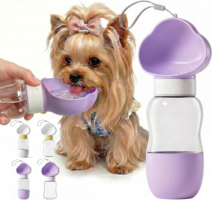 Portable Dog Water Bottle, Travel Bowls, Doggy Food Container | Puppy Drinking Bottle Dispenser | Small Dogs Needs | Gift for Dog Lover | Pet Travel Essentials Boy Dog Accessories by Unknown