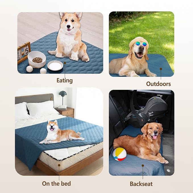 gogobunny 3X Stronger Waterproof Pet Blanket, Scratch Proof Furniture Protector for Dogs Cats, Reversible Cover 40x50 Inch, Dark Blue - Image 9