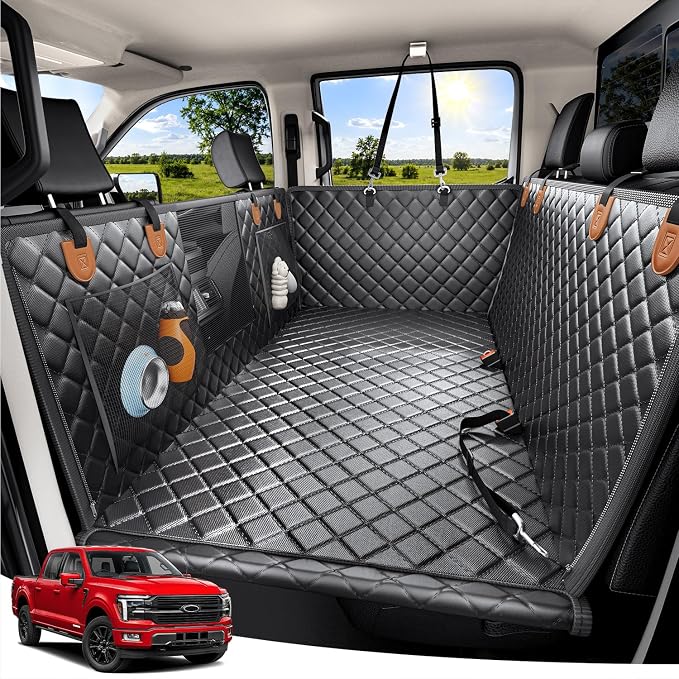 Zanch Hard Bottom Dog Seat Cover for Trucks, 25" L Back Seat Extender | 450 lb Hard Bottom Support, Waterproof, Scratchproof, Fits Cars, SUVs & Trucks, For Multiple Large Dogs by Zanch
