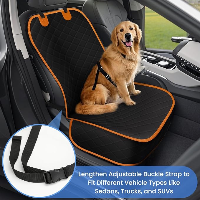 ELONGRIVER Dog Car Seat Covers, Waterproof Front Seat Cover | Scratch-Proof, Nonslip Pet Passenger Seat Cover Protector, Universal Fit for Cars Trucks SUVs, Large Size 1 Pack - Image 2