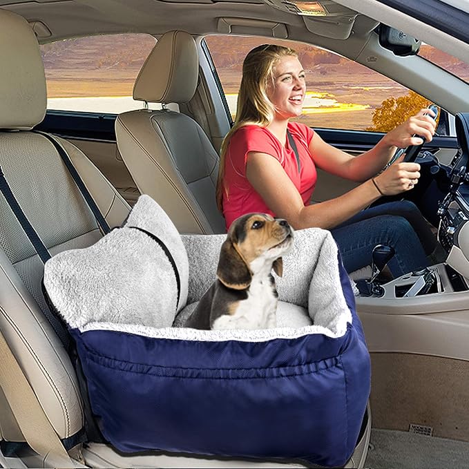 BurgeonNest Dog Car Seat for Small Dogs & Cats Under 25 lbs, Blue - Image 7