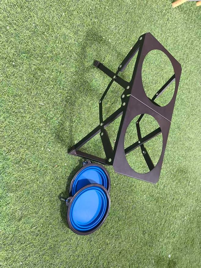 Foldable Elevated Dog Bowl Holder with 2 Large 50.7oz Folding Water Bowl, 10.2" Tall Raised Dog Bowl Stand for Medium/Large Breeds, Indoor and Outdoor Use - Image 3