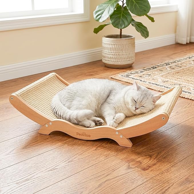Extra-Large Cat Scratcher Bed with Natural Sisal Scratching Pad | Wooden Cat Bed Lounge Hammock, for Indoor Cats, Durable Cat Scratching Post Furniture, Extra Large Size for Big Cats - Image 7