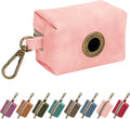 Didog Dog Poop Bag Holder for Leash, Stylish PU Leather, Pink | Easy Clean for Daily Walking, Quick to Install on Leash & Harness, Easy-Pull with Metal Clip, Includes 1 Roll Pet Waste Bag by Didog