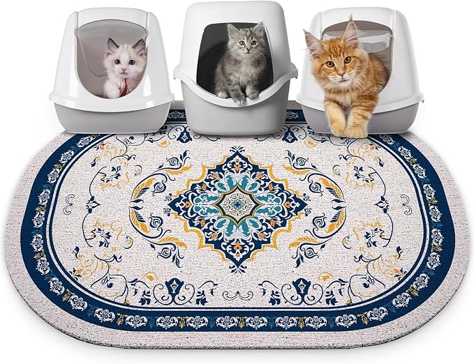 Bienbee Cat Litter Mat, 40" x 30" Dense Trapping Mesh for Litter Boxes | Litter Box Mat with PVC Mesh, Waterproof &Urineproof, Non-Slip Grip, Soft On Kitty Paws and Easy to Clean to Protect Floor by Bienbee