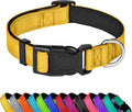 Reflective Dog Collar, Adjustable Soft Neoprene Padded Nylon Pet Collars with Buckle for Small Dogs, Yellow,S | Breathable Nylon for Small Dogs,Tear-Resistant Webbing,Chafe‑Free on Walks and Hikes,Metal D-Ring,Night Safety by PWOD
