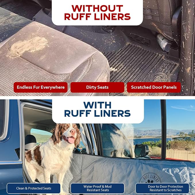 Ruff Liners Dog Hammock for Car, Waterproof - As Seen on Shark Tank | Patented door panel protection, waterproof, machine-washable, heavy-duty materials with touch fasteners and belt slots - Image 3