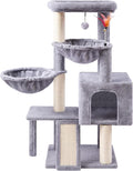 Cat Tree with Cat Condo and Two Hammocks, Cat Tree with Scratching Posts and Scratching Pads, Cat Tower for Indoor Cats, Activity Centre Climbing Tree with Playful Toy Balls, Grey by Tuaoeef