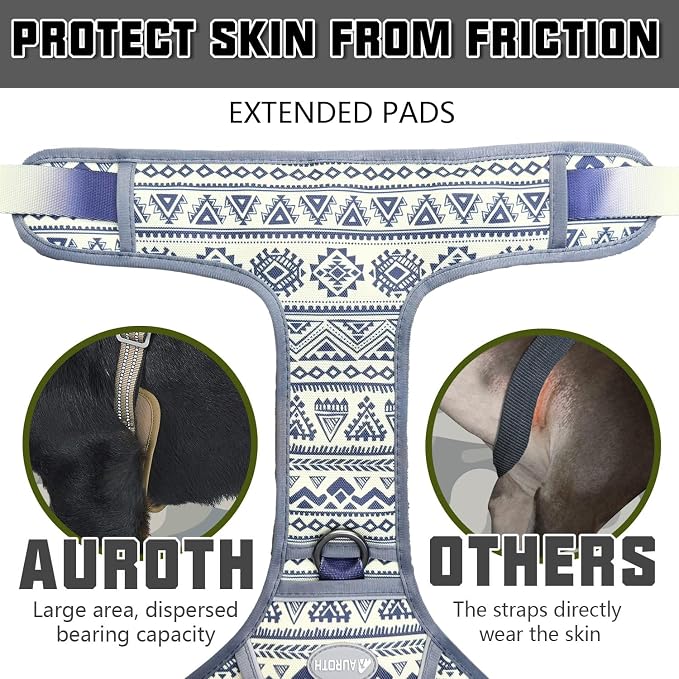 AUROTH Dog Harness for Large Dogs, No Pull Tactical Dog Vest with 2 Clips | Easy Control with handle, Adjustable, Reflective, Military K9, for German Shepherd Husky Walking, Bohemia Grey, Large - Image 4