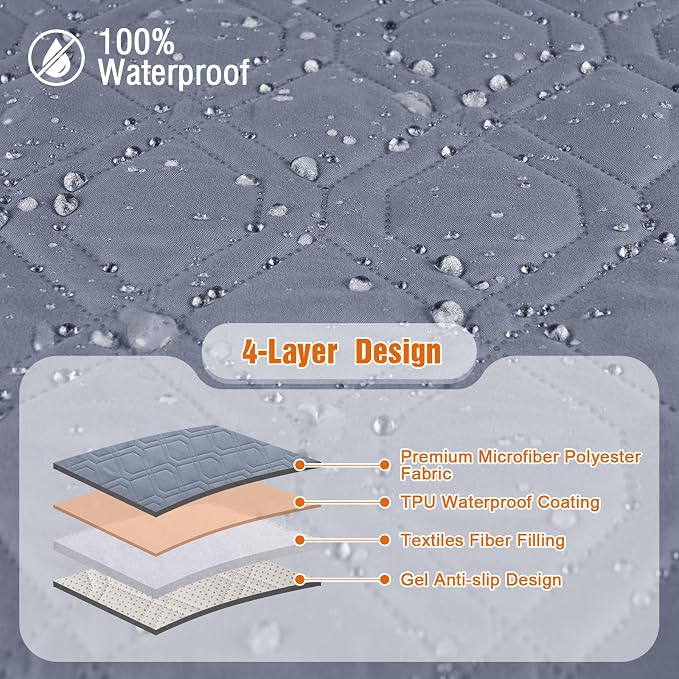 VANSOFY 100% Waterproof Recliner Chair Covers Washable, Slate Gray, 28" | Non-Slip, Slipcover with Pocket, Furniture Protector, Elastic Straps, Chair Cover for Pets, Dogs - Image 5