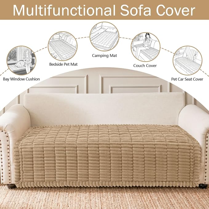 hyha Couch Cover for Dogs, Washable Non Slip Plush Flannel Sofa Protector | Thick Flannel, Anti-Slip Backing, Pet Hair & Scratch Protection, Fits Sofa & Loveseat (43" x 63") - Image 3