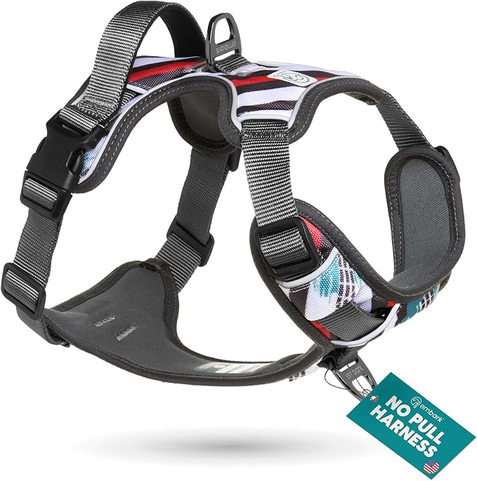 Embark No Pull Dog Harness, Reflective Adjustable Training Vest, No Choke | Adjustable straps fit all dog breeds with sturdy hooks; 360° reflective trim, soft padded Harness Design for All Dogs by EmbarkHarnessCo