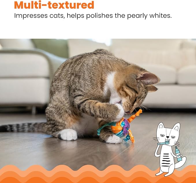Catstages Catnip Tons of Tails – Interactive Catnip Dental Chew Toy for Cats with Rope, Ribbon & Cotton for Batting, Chasing & Chewing - Image 4