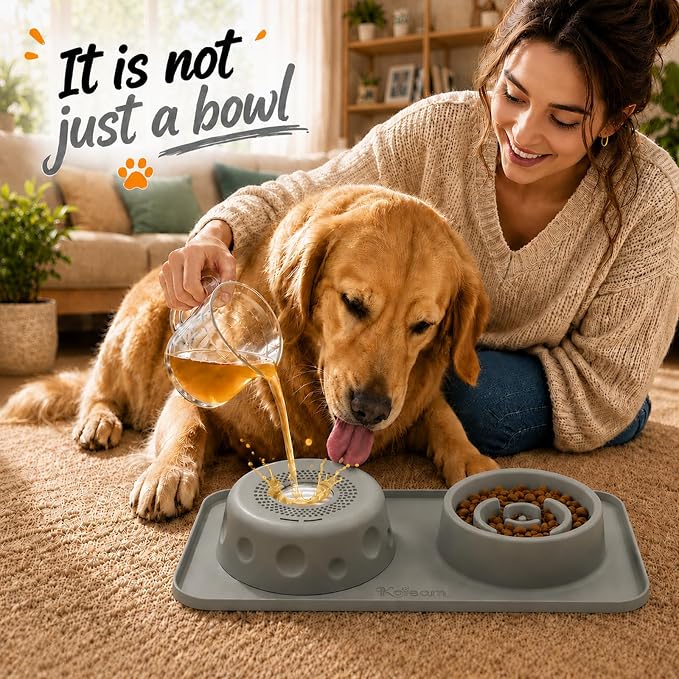 2 in 1 Silicone Slow Feeder Dog Bowl & Lick Bowl,Pet Feeding Bowl | Food Grade Silicone for Slow Eating, Anxiety Relief & Mental Stimulation, Non-Slip Dog and Cat Bowl - Image 4