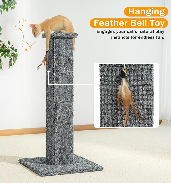 Made4Pets Cat Scratching Post for Indoor Cats, Carpet Cat Scratcher, 32" | Soft Carpet Surface for Cats That Prefer Fabric Scratching, Stable Base, Full-Body Stretching, Ideal for Kittens & Adult Cats - Image 7