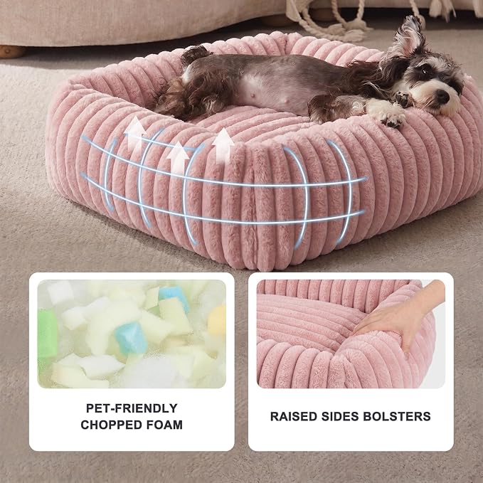 FURTIME Dog Bed for Small Dogs, Washable Orthopedic Dog Bed with Removable Cover, Rectangle Soft Calming Sleeping Puppy Bed Durable Pet Cuddler with Anti-Slip Bottom - Image 3