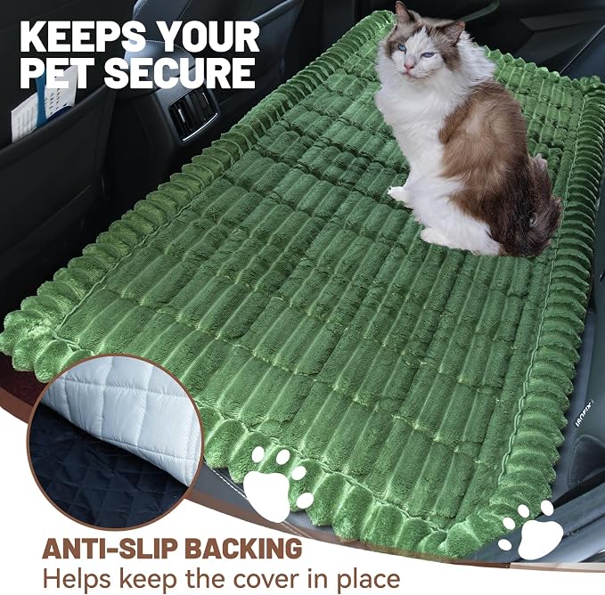 Dog Car Seat Waterproof Bed Cover Back Seat Dark Green 23.6”x51” | Nonslip Soft Comfortabl Pet Bed Mat Car Blanket for Travel Backseat Extender Seat Covers Dog Bed for Cars Trucks and SUVs - Image 3
