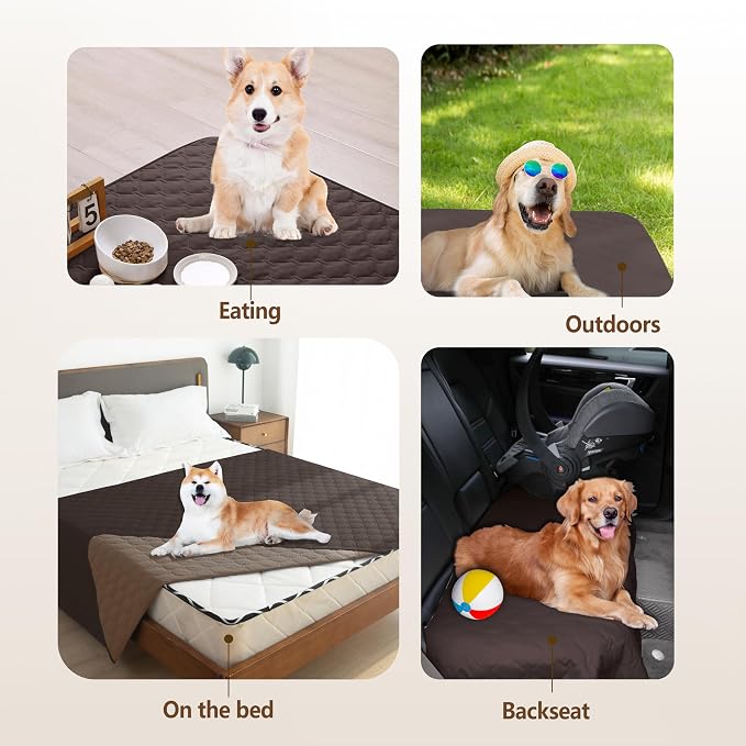 gogobunny 100% Double Sided Waterproof Dog Blanket Soft Pet Bed Cover Reversible Protect Furniture Couch Sofa Car for Puppy Large Dog Cat (Dark Coffee/Light Coffee, 32x53 Inch (Pack of 1)) - Image 6