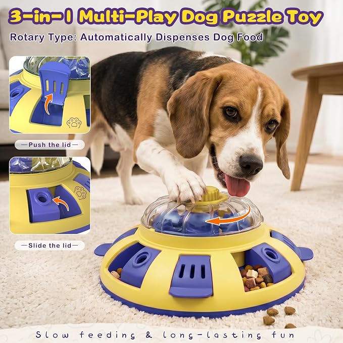 Dog Puzzle Toy, Interactive Enrichment Treat Dispenser Toys, Yellow | Mental Stimulation, IQ Training, Slow Feeder, 3 Levels Adjustable, For Puppy Small Medium Large Dogs Cats - Image 5