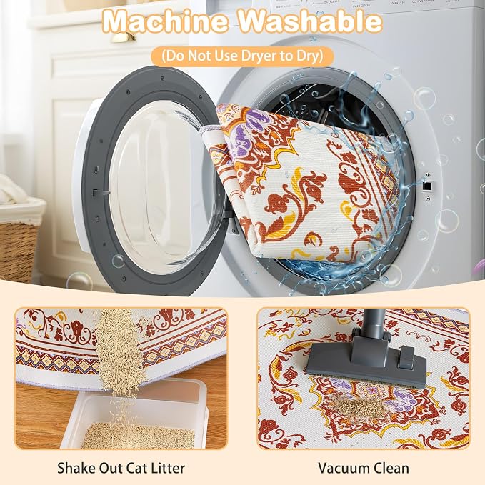 Washable Cat Litter Mat 28"x20" Waterproof Trapping Pad | Kitty Litter Box Mat Featuring A Non-Slip Base And Decorative Design To Trap Scatter For Home Floor Protection - Image 7