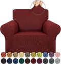 KEKUOU Stretch Chair Sofa Slipcover, Single Couch Cover,Dark Red | 1-Piece Washable Sofa Cover,Pet Friendly (31"-55") Furniture Protector Soft Jacquard Elastic Bottom for Dogs & Kids by KEKUOU