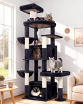 Globlazer 75in Sturdy Cat Tree Tower for Indoor Large Cats, S75, Dark Grey | Multi-Level Heavy Duty Cat Tower with Scratching Post, Oversized Condos & Perches for Big Cats, Large Baskets, Enlarged Base by Globlazer