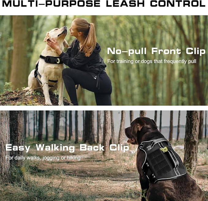 Dog Harness for Large Dogs, No Pull Tactical Vest with Front Clips | Easy Contrl Handle, Breathable Soft Padded, Adjustable, Reflective, Heavy Duty, Easy Take On & Off, Black X-Large - Image 3
