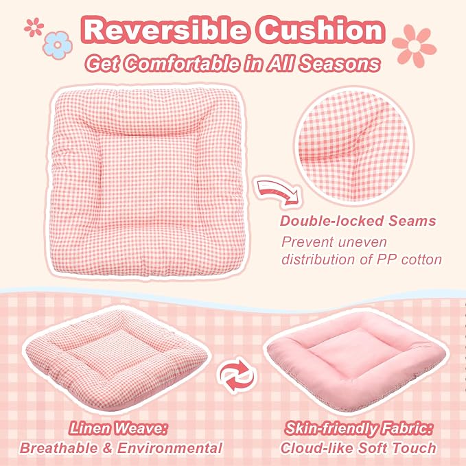 Indoor Dog House with Frame,Cute Dog Tent Bed with Cover Cave,Pink | Breathable,Washable,and Foldable House, Suitable for 22-40 Lb, Large (25"×25"×25"),Inside Dog House - Image 6