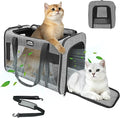 Soft-Sided Large Cat Carrier for 2 Cats, Spacious Foldable Pet Travel Carrier for Large Cats up to 25 Lbs, Double Cat Bag with Shoulder Strap, 20x13x13 Inch, Fits Maine Coon and Small Dogs, Grey | Spacious 20×13×13 in design with reinforced frame for o... by FURTENT