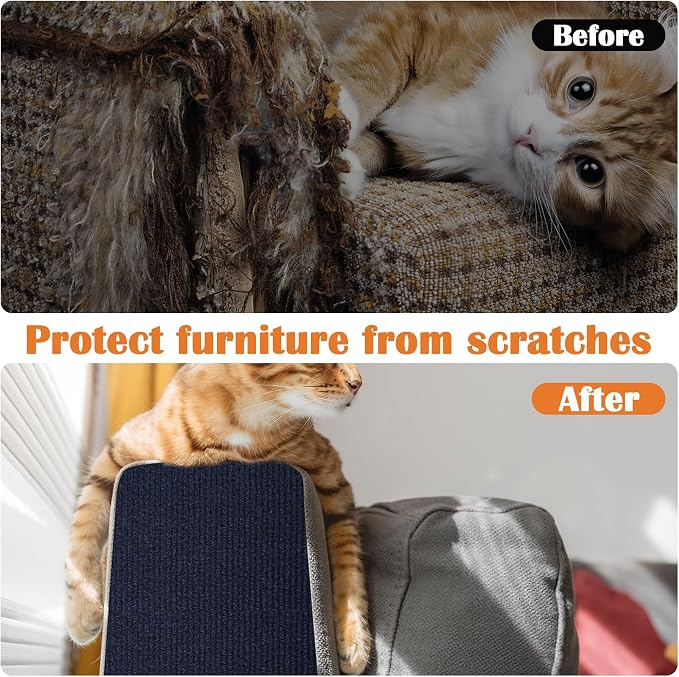 Couch Cat Scratch Protector - 78.7" x 15.8" Trimmable Self-Adhesive Cats Claws Scratch Pads, Sisal Cat DIY Climbing Couch Protector for Scratch Post Cat Tree Replacement Indoor (Dark Blue) - Image 4