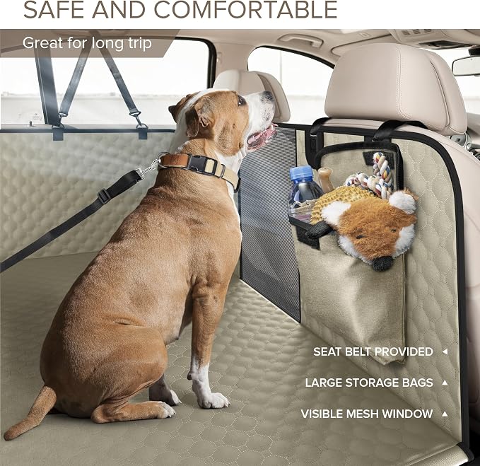 Back Seat Extender for Dogs, Heavy Duty Dog Car Seat Cover for Back Seat | Large Hard Bottom Car Seat Cover for Dogs Aggressive Chewer, Dog Hammock for Car, Travel Pet Car Bed for Car, SUV, Truck - Image 5