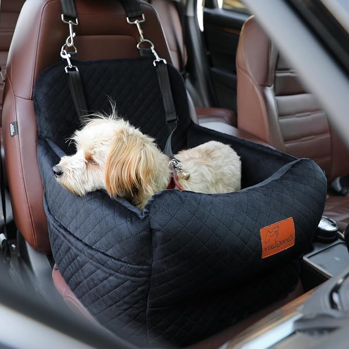 Dog Booster Car Seat for Medium/Small Sized Dogs,Memory Foam and Ultra Soft Fabric Car Pet Bed,Portable Travel Safety and Comfortable Dog Carseat with Washable Removable Cover,Thick Cushion（M-Black） - Image 7