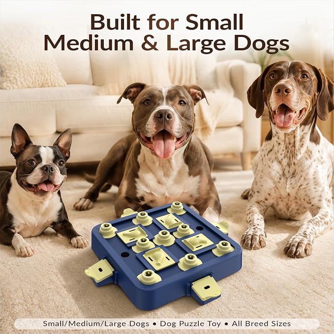 KADTC Dog Chess Puzzle Toy, 3-Levels, Mental Stimulation for Smart Dogs | Large size. Beginner-to-Advanced challenge beats boredom, burns energy, builds focus, slows eating, rewards sharper thinking. - Image 8