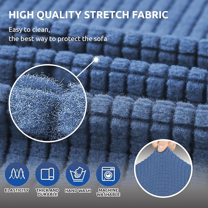 KEKUOU Stretch Loveseat Couch Cover, 2 Cushion Couch Slipcover,Riverside | 1-Piece Washable Sofa Cover Pet Friendly (55"-78") Furniture Protector Soft Jacquard, Elastic Bottom for Dogs & Kids - Image 5