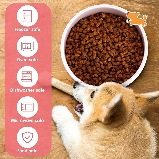 Maxcheck 2 Pcs 5 Inch Ceramic Dog Bowls Dishes for Small Dogs Cute Cartoon Pattern Puppy Cat Bowls Heavy Food Water Dishes for Pets Feeding Travel, Dishwasher Safe Microwave Safe(Pink) - Image 4