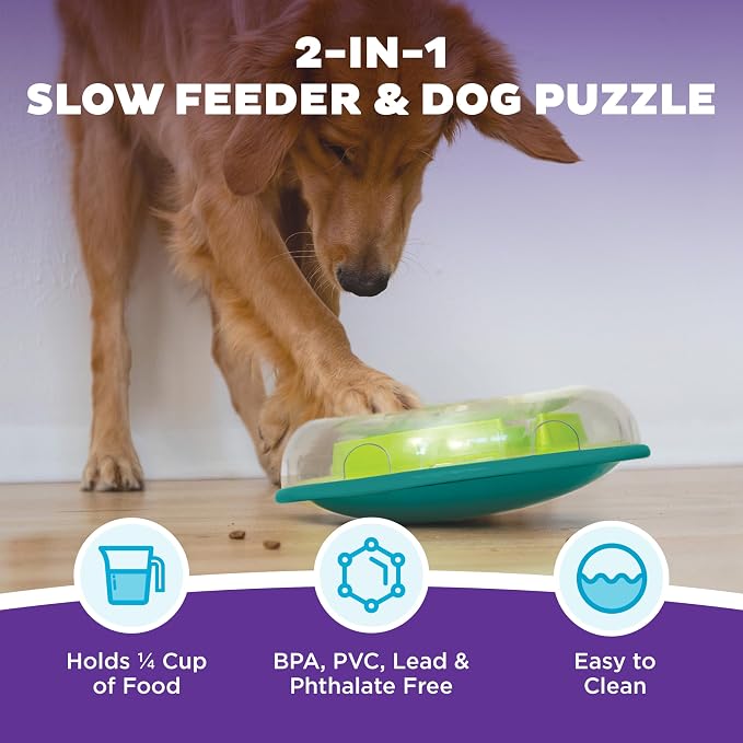 Outward Hound by Nina Ottosson Wobble Bowl Slow Feeder Dog Puzzle, Level 1 Beginner, 11.6 inches x 3.5 inches, Multicolored | Level 1 Easy, Holds 1 Cup Kibble or Treats, Easy Clean, No BPA, Turns Meals into Interactive Game, Enrichment, Dogs & Puppies - Image 2