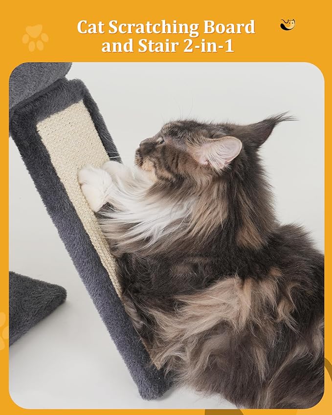 Aechonow Cat Tree for Large Cats, 20x16.5 Perch Bed for Adult Senior Cats | 14" Cat Tree Tower with Scratching Post, Removable Washable Mat, Dark Gray - Image 4