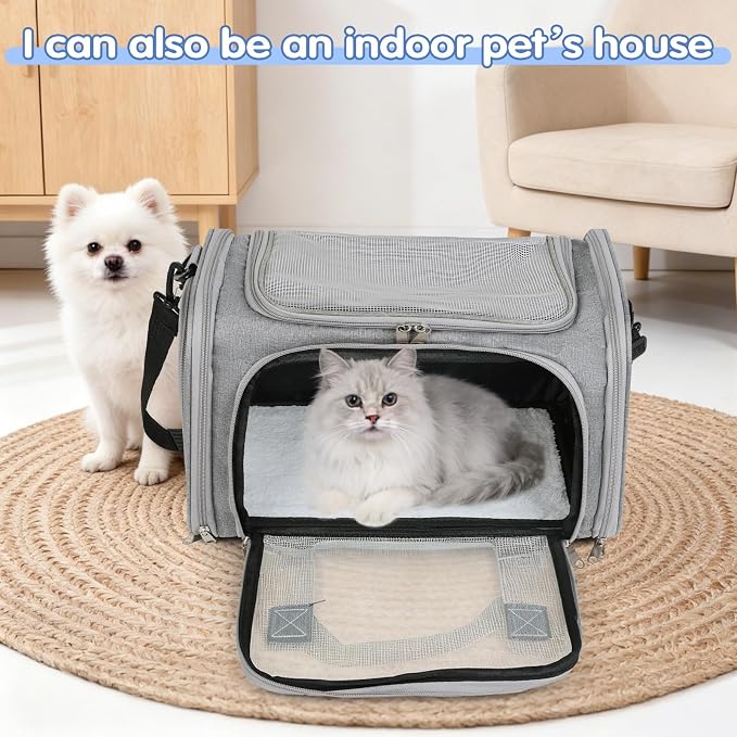 Cat,Dog Carrier for Small Medium Pet Carrier,Soft Sided Dog Bag Up to 12Lbs Puppy Carrier,Breathable Portable Foldable Airline Approved Pet Carriers for Travel (Grey) - Image 5
