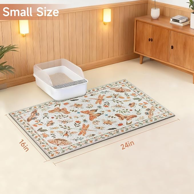 Cat Litter Mat, 24" x 16" Litter Mat, Traps 100% Cat Litter, Non-Slip Litter Box Trapping Mat, Cute Decor Litter Mat, Easy Clean for Scatter Control, Waterproof Urine Protection - Image 7