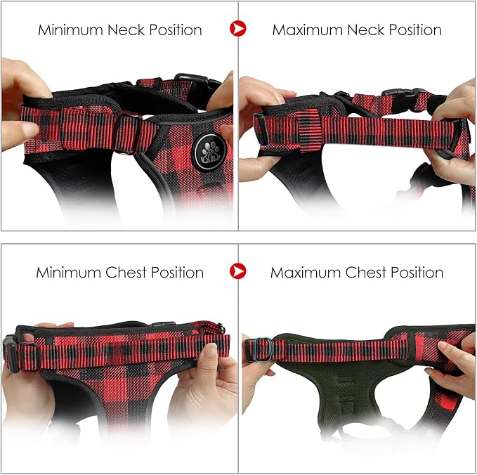 NESTROAD No Pull Dog Harness with Leash, Reflective No Choke Pet Vest Harness,Adjustable Soft Padded Dog Harness with Easy Control Handle for Large Dogs(Checkered Red,Large) - Image 5