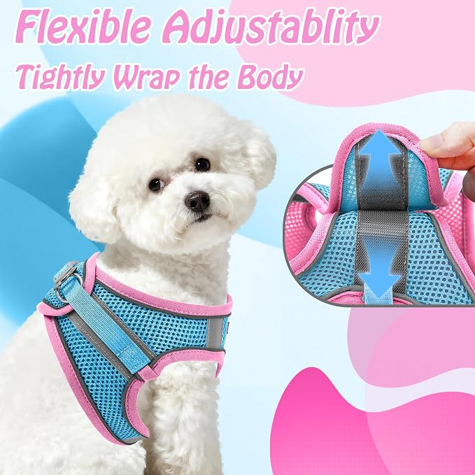 AIITLE Medium Dog Harness and Leash Set, Step-in Puppy Pet Vest, Pink XL | Breathable Mesh, Adjustable Fit, Reflective Design, Padded Leash Handle, for Small-Medium Dogs & Cats, Walking, Training - Image 5