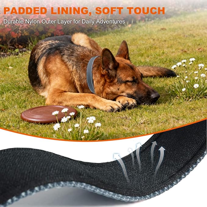 Taglory Reflective Extra Large Dog Collar, Comfortable for Safe Night Walks | Soft Neck Cushioning, Adjustable 18-28 in, Sturdy Webbing Withstands Strong Pullers, Zinc Alloy D-Ring for Leash and ID Tags - Image 4