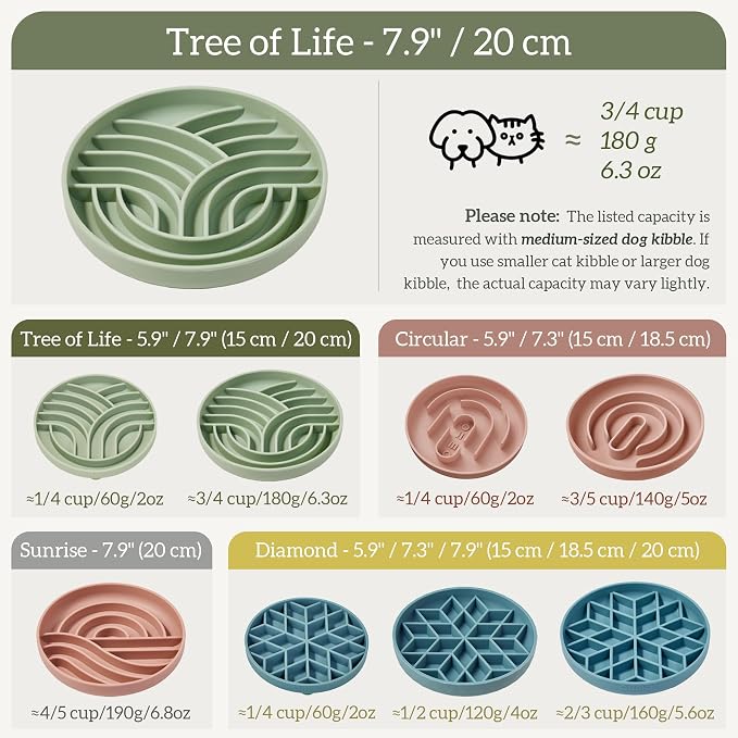 OHMO Slow Feeder Dog Bowl, 7.9" Lick Mat for Dogs, Tree of Life, Sage Green | Cat Slow Feeder Bowl, Anti Choking, Enrichment Toys, Easy Clean BPA-Free Silicone Feeding Bowl, Boredom and Anxiety Reducer - Image 2