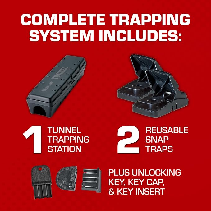 Tomcat Tunnel Trapping System | Rat & Mice Traps - 1 Tunnel Station and 2 Reusable Snap Traps - Image 2