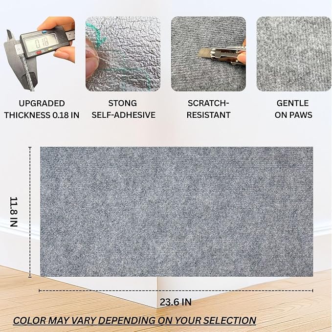 Cat Scratch Mat (Beige,10 Pack), 23.6’’ x 11.8’’ Wall Corner Scratcher, Versatile Self-Adhesive Replacement Easy Use for Cat Trees, Wall Furniture, Scratching Posts, and Couch Protection - Image 2