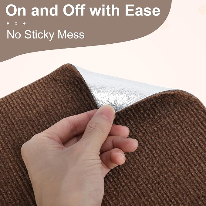 Cat Scratch Furniture Protector, Self-Adhesive Cat Scratcher Mat, Couch and Furniture Protector from Cat Claws, Brown, 1Set - Image 6