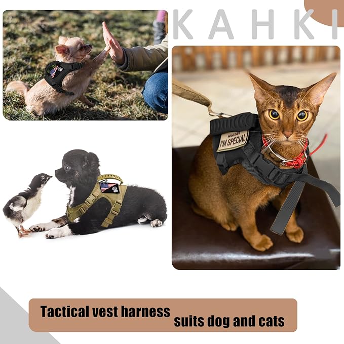 Tactical Dog Harness Tactical Puppy Vest with Rubber Handle K9 Military Adjustable Pet Vest Harness for Outdoor Training XS Dog Harness (Black Harness) - Image 5