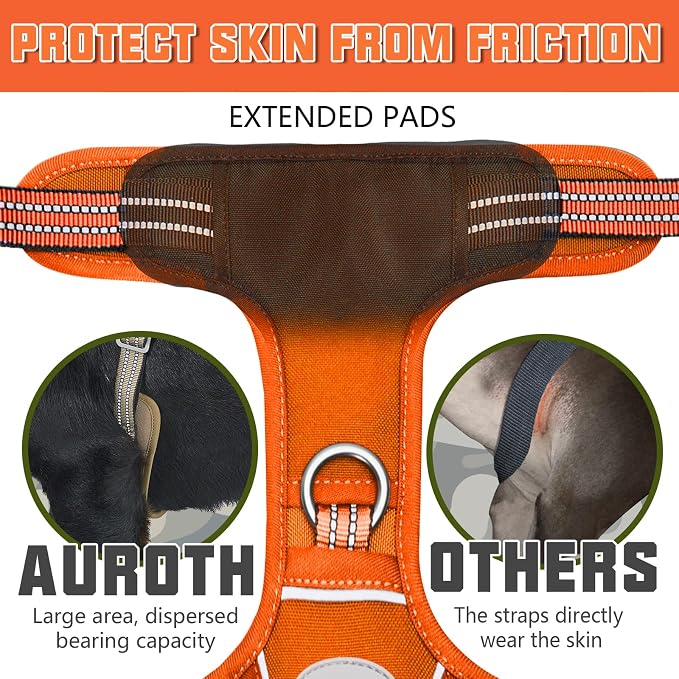 AUROTH Tactical Dog Harness for Large Dogs No Pull Adjustable Pet Harness Reflective K9 Working Training Easy Control Pet Vest Military Service Dog Harnesses Orange L | Easy Control with handle, Adjustable, Reflective, Military K9, for German Shepherd ... - Image 3