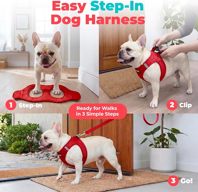 Voyager Step-in Air Dog Vest Harness - Red, XXX-Small | 11 - 12" in Chest, Reflective Bands, All Weather Breathable Air Mesh, Cats Compatible, Lightweight, Fast Drying - Image 3